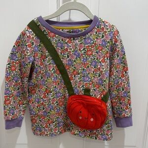 Mini Boden Floral Long Sleeve Shirt with Red Bag